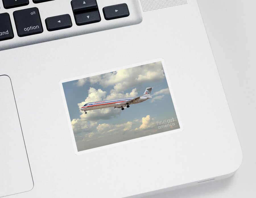 Md80 Sticker featuring the digital art American Airlines MD-80 by Airpower Art