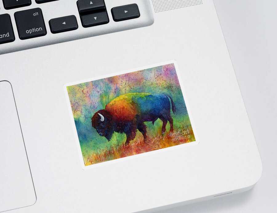 Bison Sticker featuring the painting American Buffalo 6 by Hailey E Herrera