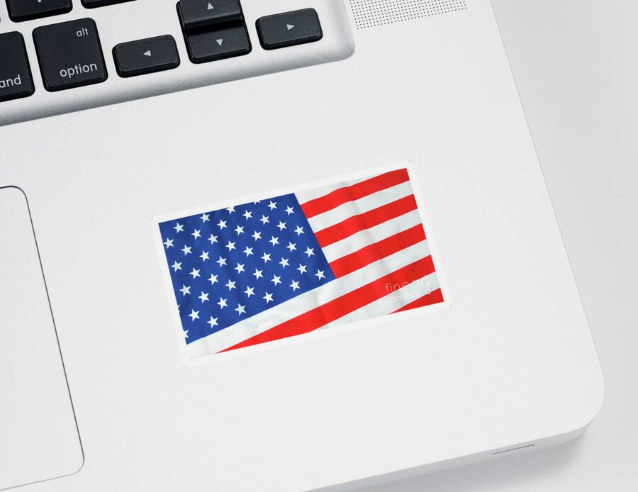 Red Sticker featuring the photograph American Flag 3 by Andrea Anderegg