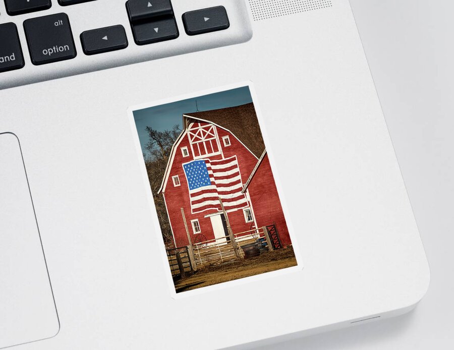 Barn Sticker featuring the photograph American Pride by Susan Rissi Tregoning