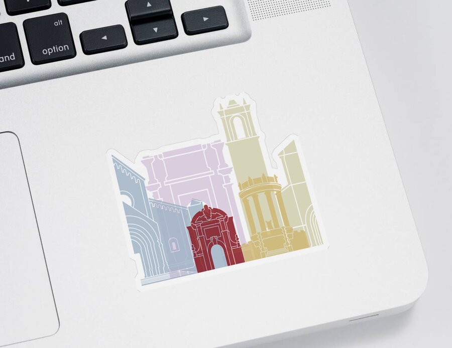 Ancona Sticker featuring the painting Ancona skyline poster by Pablo Romero