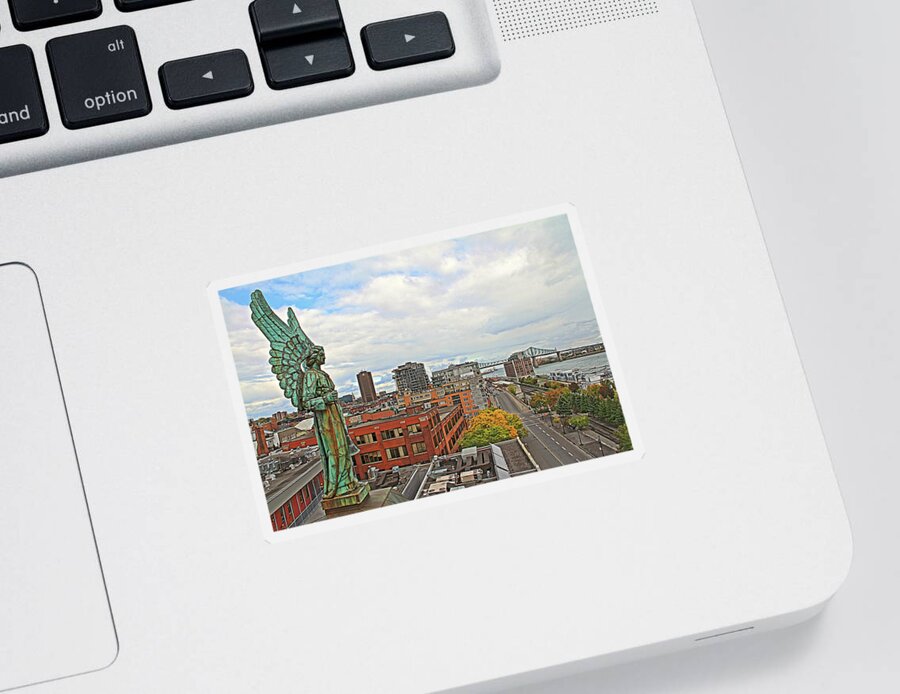 Angel Statue Sticker featuring the photograph Angel of Old Montreal by Alice Gipson