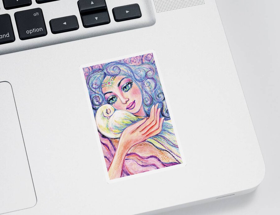 Angel Woman Sticker featuring the painting Angel of Tranquility by Eva Campbell