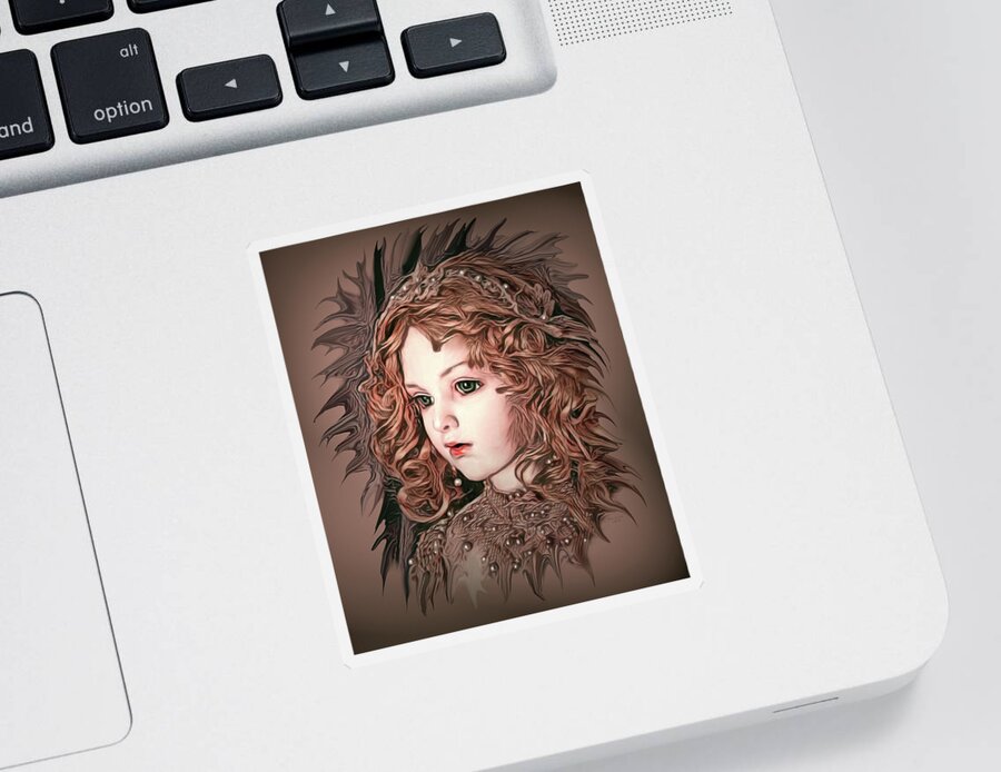 Digital Art Sticker featuring the digital art Angelic Doll by Artful Oasis