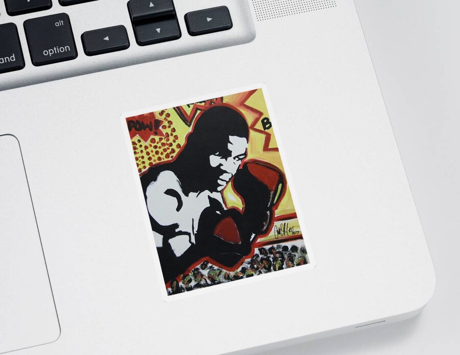 Boxing Sticker featuring the painting Animated Mike by Antonio Moore