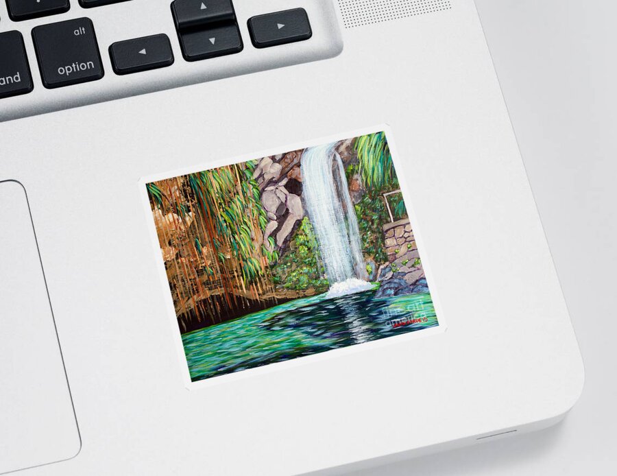 Annandale Waterfall Sticker featuring the painting Annandale Waterfall by Laura Forde