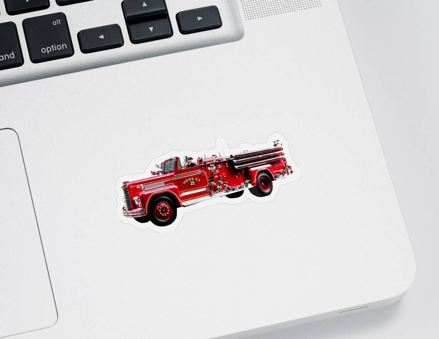 Fire Engine Sticker featuring the photograph Antique Fire Engine by Susan Savad