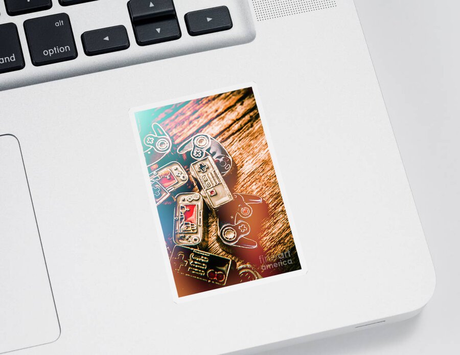 Gaming Sticker featuring the photograph Antique gaming consoles by Jorgo Photography