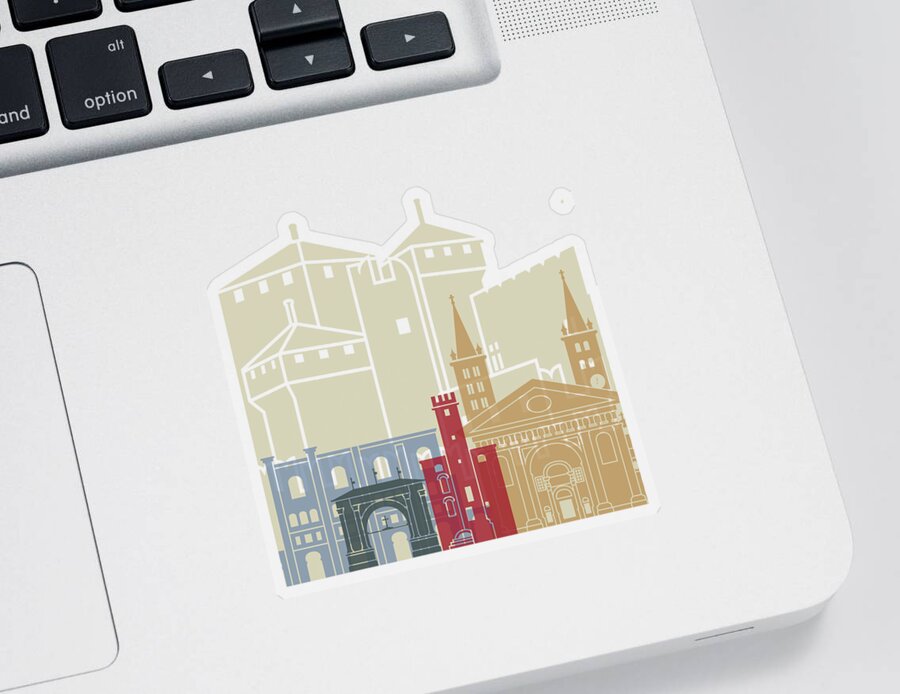 Aosta Sticker featuring the painting Aosta skyline poster by Pablo Romero