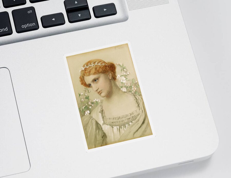 Frederick Sandys Sticker featuring the painting Apple Blossom by Frederick Sandys