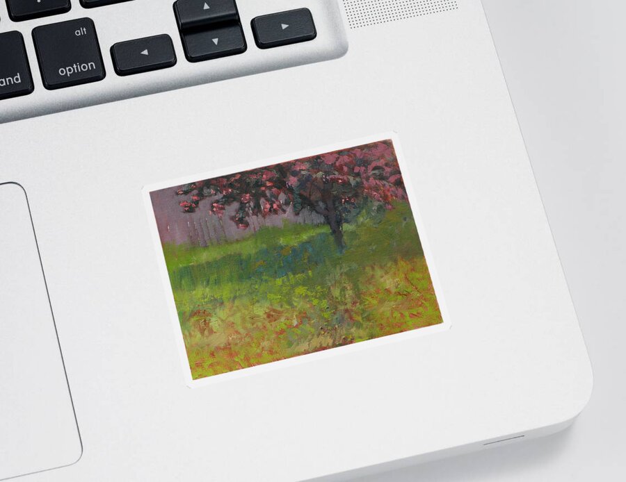 Apple Sticker featuring the painting Apple Blossoms by Robert Bissett