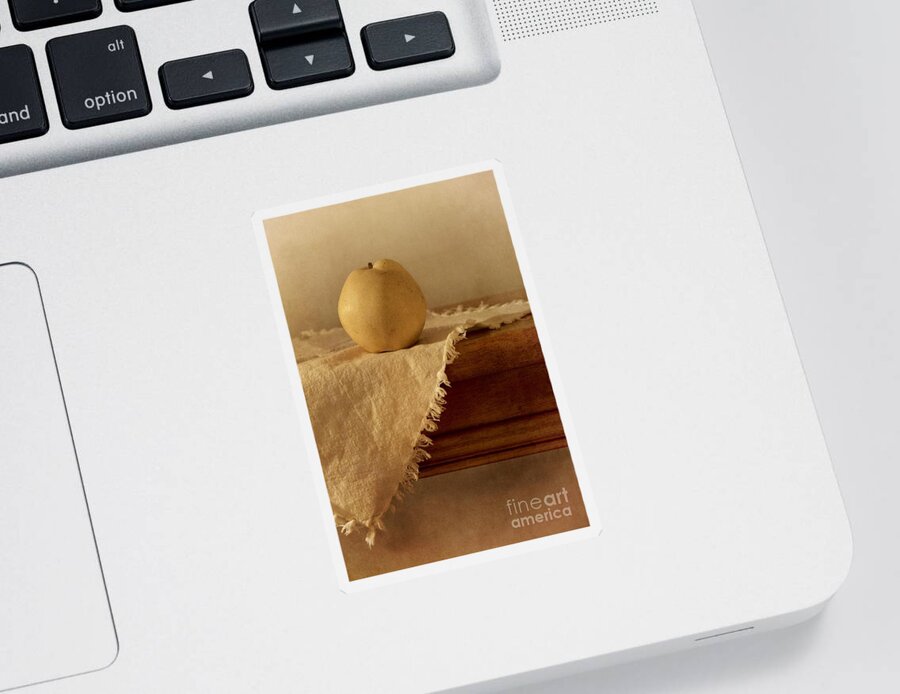 Dining Room Sticker featuring the photograph Apple Pear On A Table by Priska Wettstein