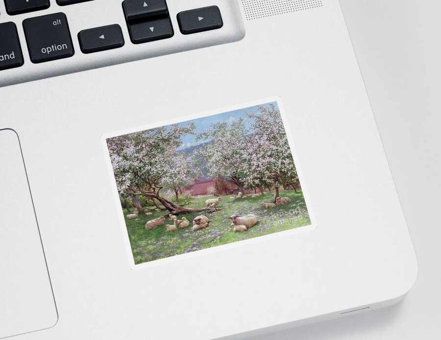 Appleblossom (w/c On Paper) By William Biscombe Gardner (1847-1919) Sticker featuring the painting Apple blossom by William Biscombe Gardner
