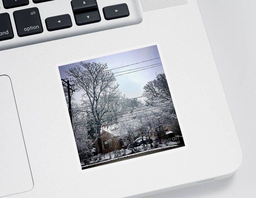 Winter Scene Sticker featuring the photograph April Snow by Frank J Casella