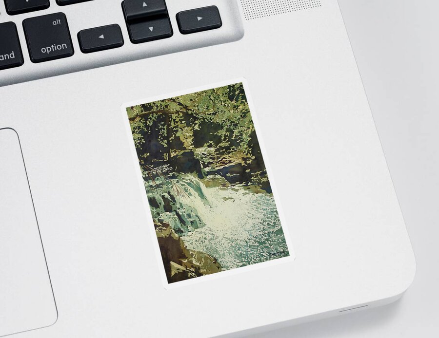 Waterfall Sticker featuring the painting Aqua Falls by Jenny Armitage