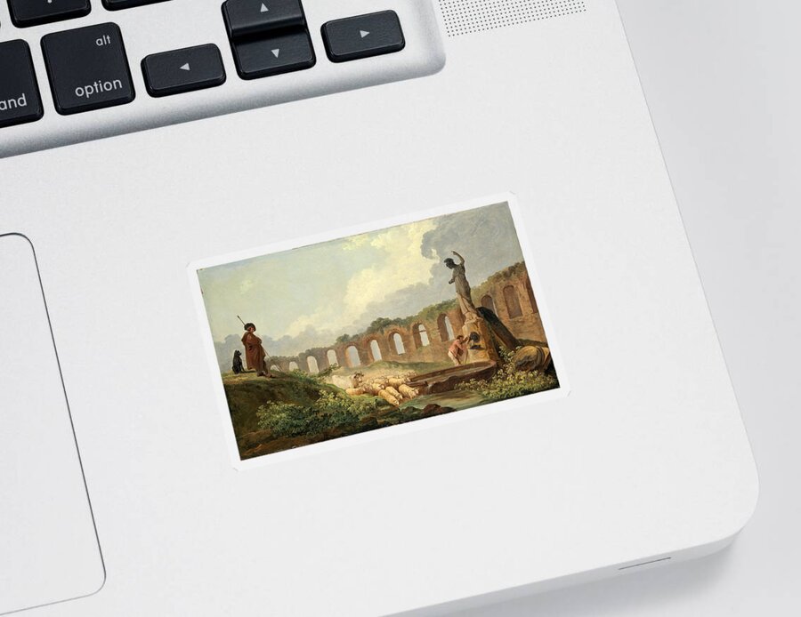 Hubert Robert Sticker featuring the painting Aqueduct in Ruins by Hubert Robert