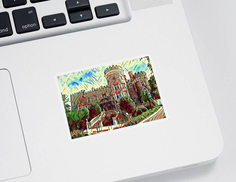 Grey Sticker featuring the painting Arcadia College - Grey Towers Castle Watercolor by Bill Cannon