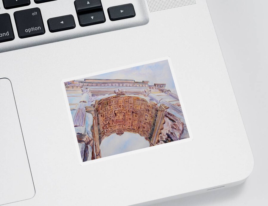 Arch Of Titus Sticker featuring the painting Arch of Titus One by Jenny Armitage