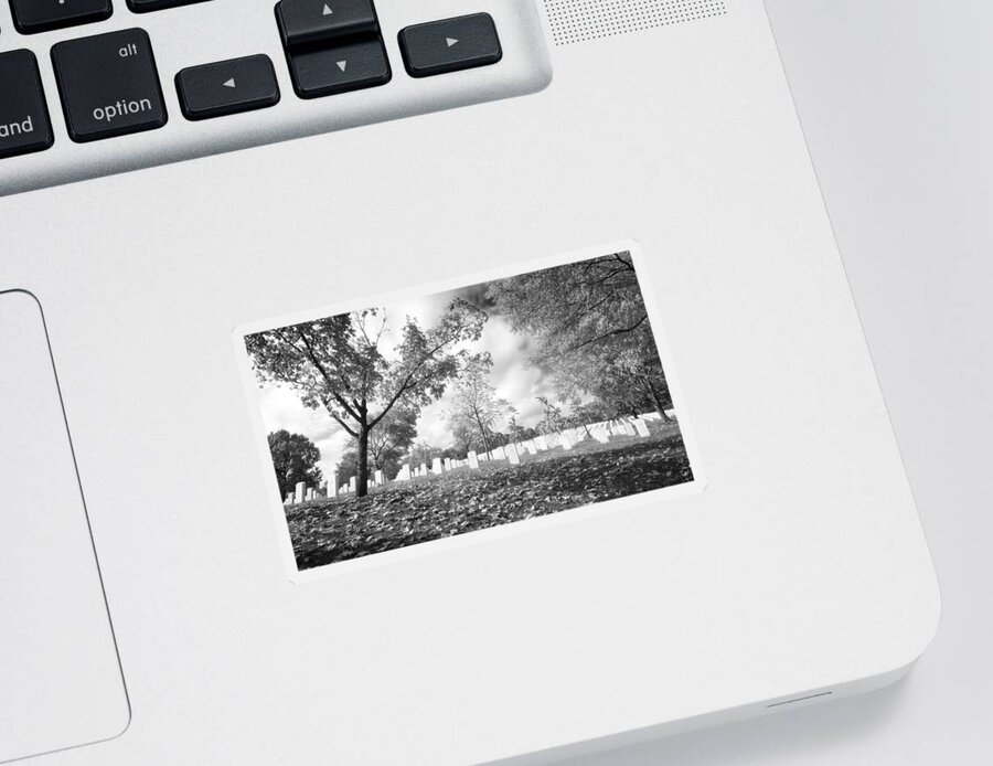 Arlington National Cemetery Sticker featuring the photograph Arlington in Black and White by Mark Andrew Thomas