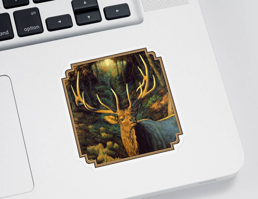 Elk Sticker featuring the painting Elk Painting - Autumn Majesty by Crista Forest