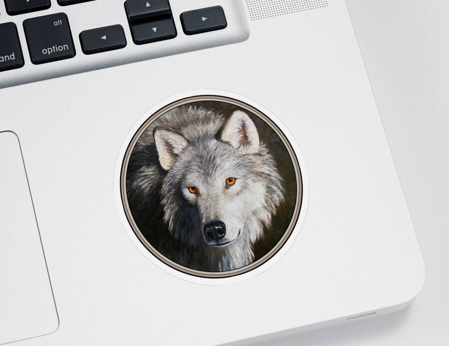 Wolves Sticker featuring the painting Wolf Portrait by Crista Forest