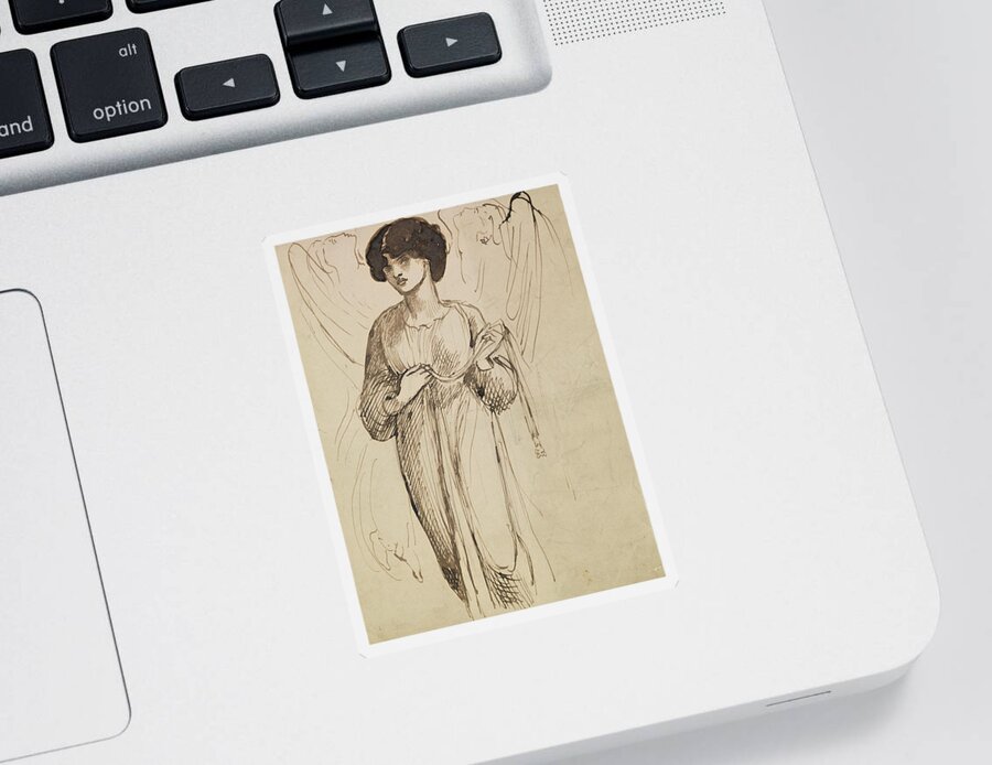 Dante Gabriel Rossetti Sticker featuring the drawing Astarte Syriaca by Dante Gabriel Rossetti