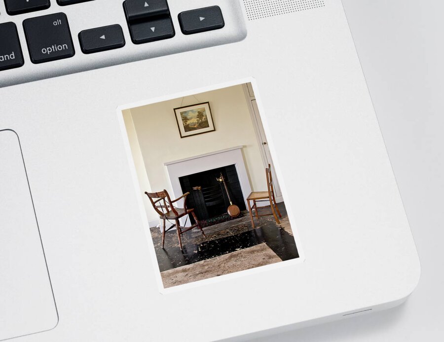 Fireplace Sticker featuring the photograph At the cold fireplace. by Elena Perelman