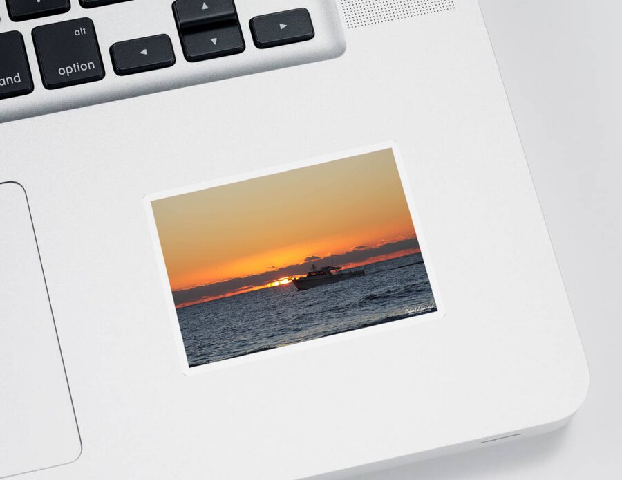 Water Sticker featuring the photograph Atlantic Ocean Fishing at Sunrise by Robert Banach