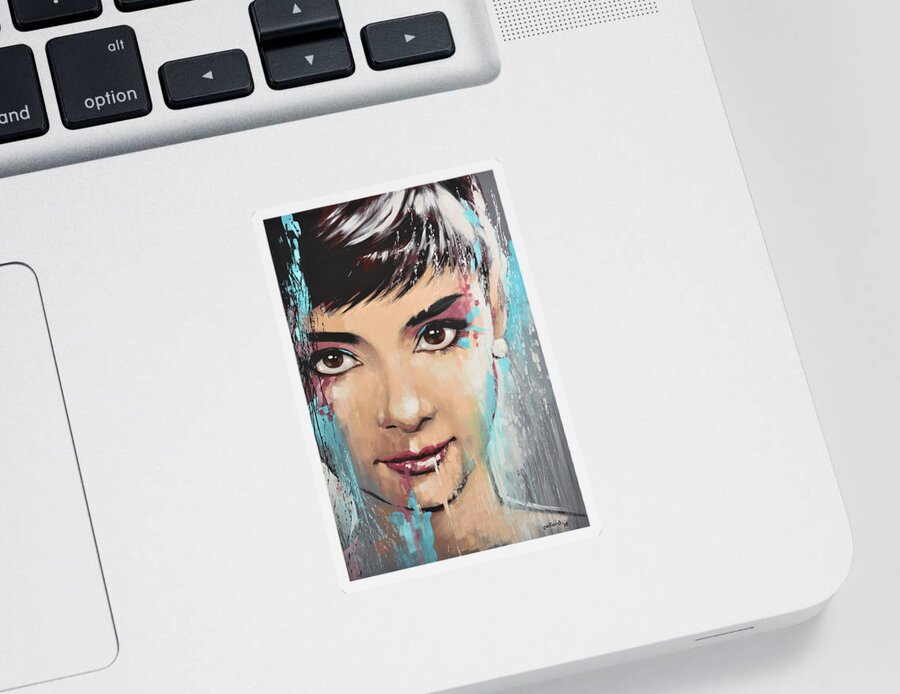Audrey Sticker featuring the painting Audrey by Glenn Pollard
