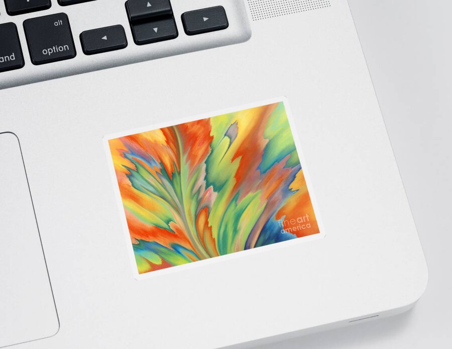 Abstract Sticker featuring the painting Autumn Flame by Lucy Arnold