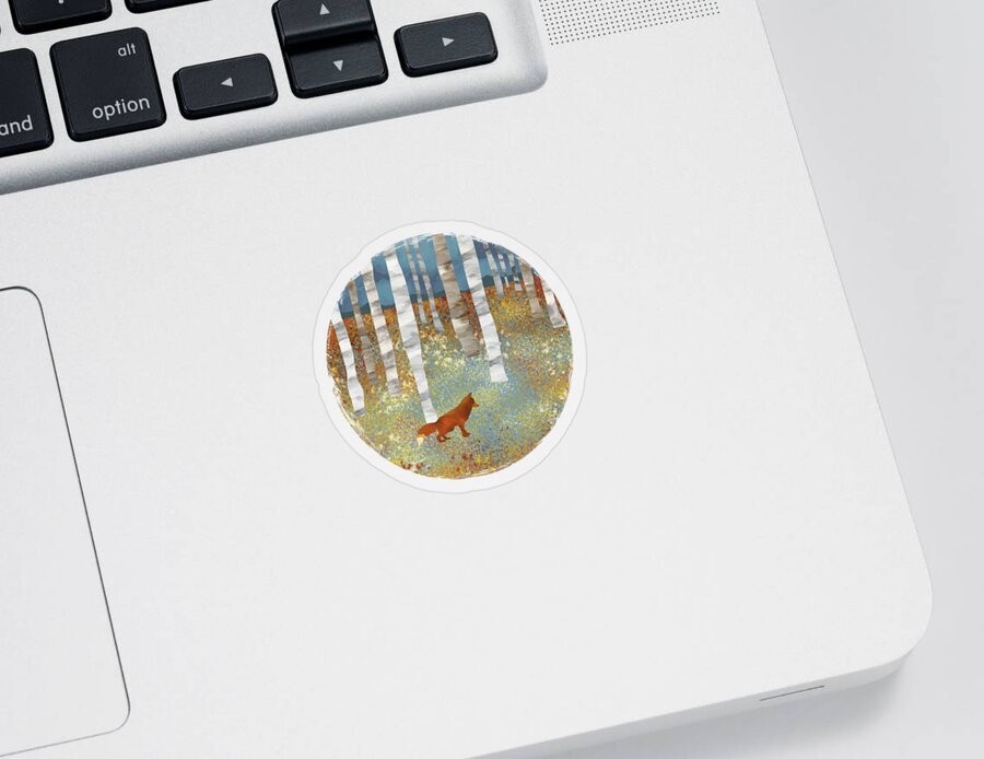 Autumn Sticker featuring the digital art Autumn Fox by Spacefrog Designs
