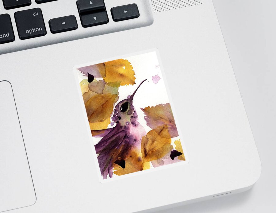 Hummingbird Sticker featuring the painting Autumn Hummer by Dawn Derman