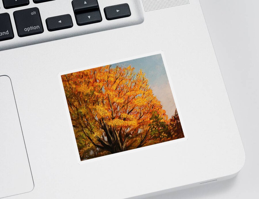 Autumn Sticker featuring the painting Autumn Leaves at High Cliff by Daniel W Green