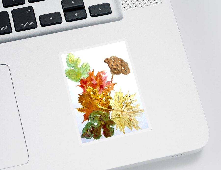 Autumn Leaves Sticker featuring the painting Autumn Leaves Still life by Ellen Levinson