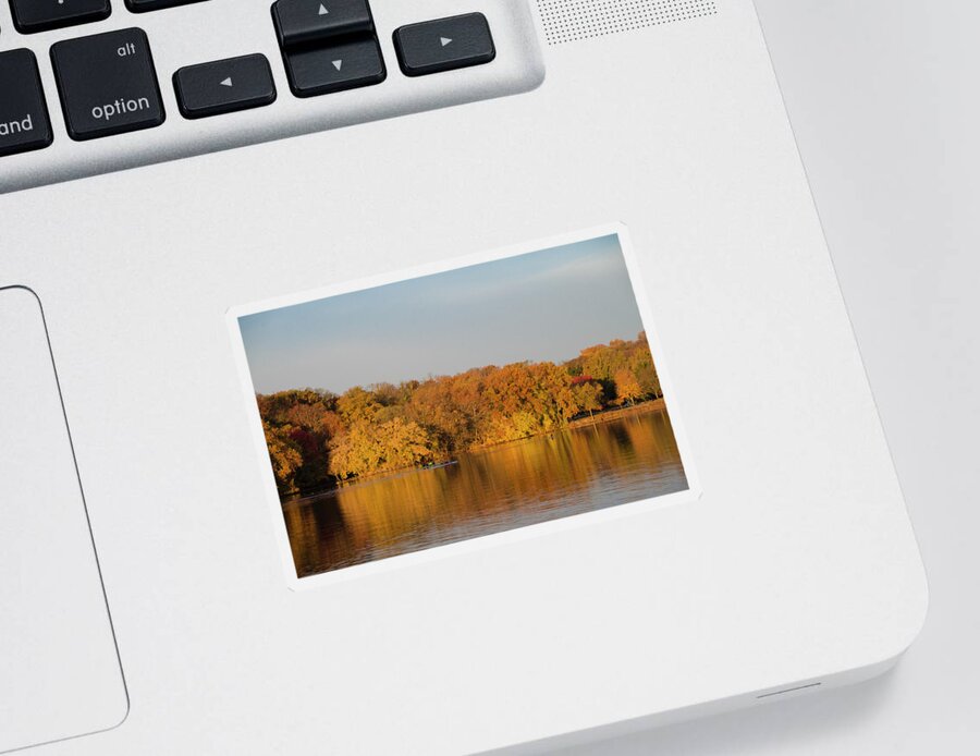 Autumn Sticker featuring the photograph Autumn - Rowing on the Schuylkill River by Bill Cannon