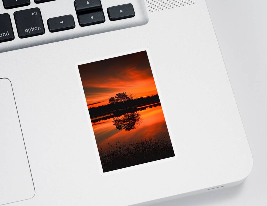 Upnorth Sticker featuring the photograph Autumn Sunrise Over Boom Lake by Dale Kauzlaric