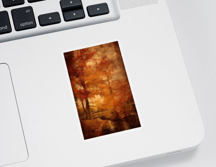 Autumn Landscapes Sticker featuring the photograph Autumn Tapestry - Lake Carasaljo by Angie Tirado