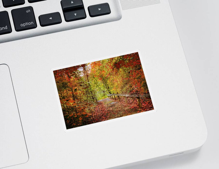 Appalachia Sticker featuring the photograph Autumn Trail at Full Color by Debra and Dave Vanderlaan