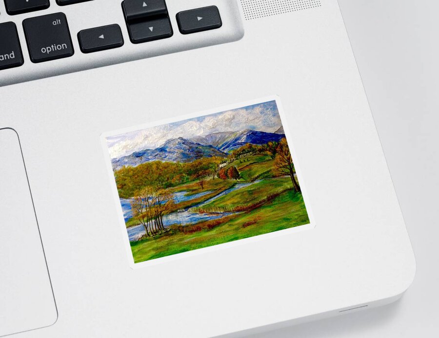 Loch Lomond Sticker featuring the painting Autumn View of The Trossachs by Joan-Violet Stretch