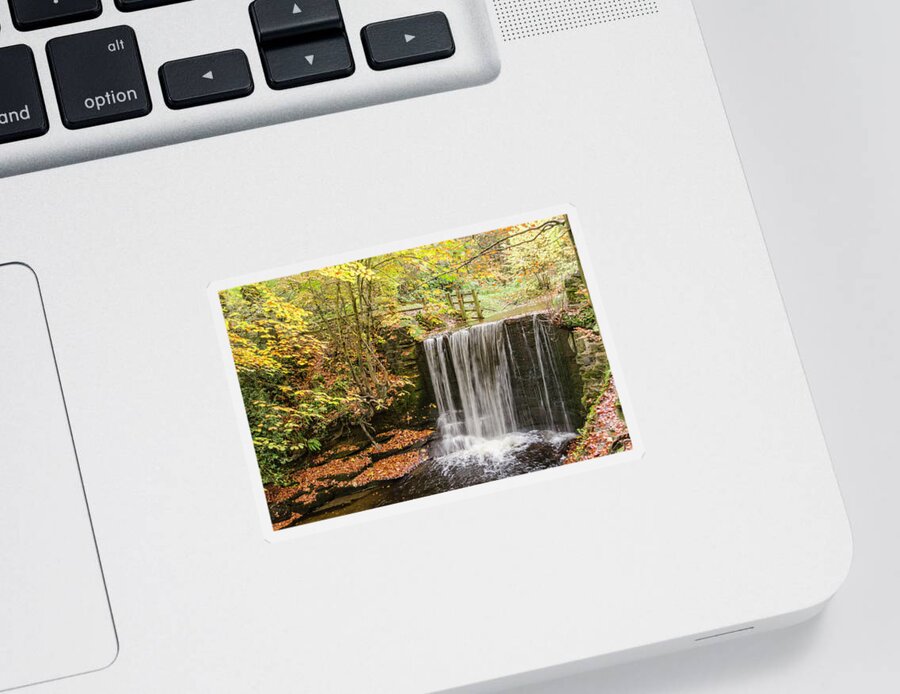 Nature Sticker featuring the photograph Autumn Waterfall by Spikey Mouse Photography