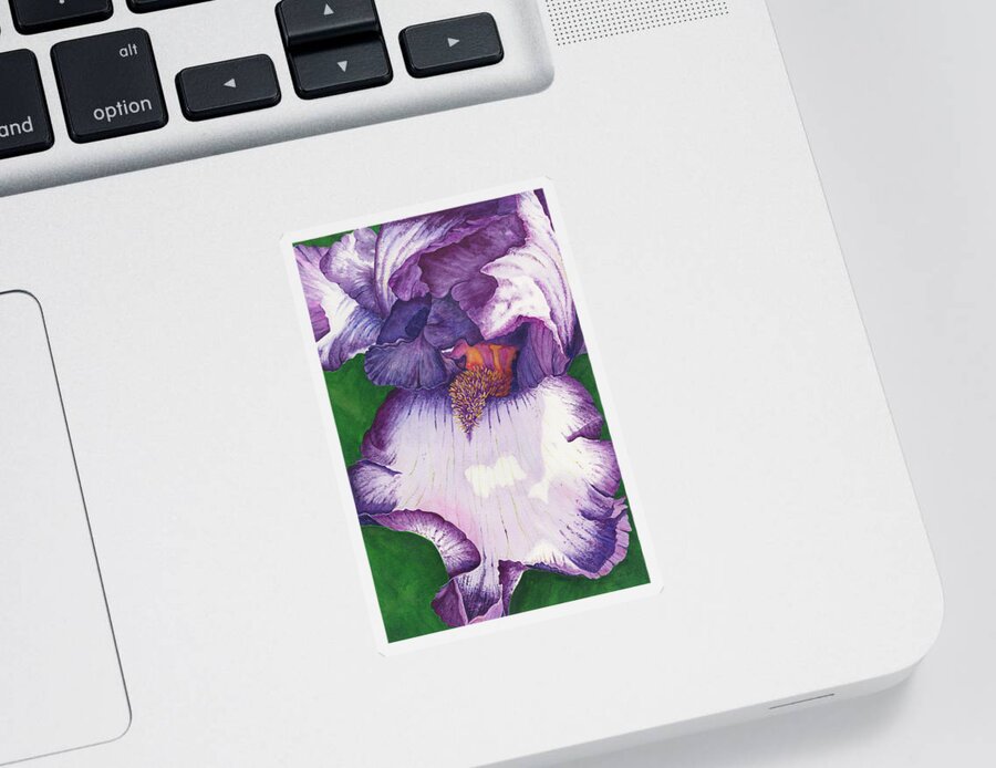Iris Sticker featuring the painting Backyard Beauty by Lori Taylor