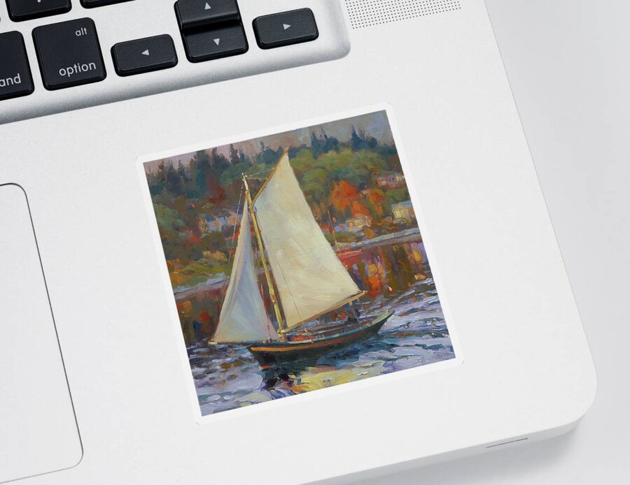 Sailboat Sticker featuring the painting Bainbridge Island Sail by Steve Henderson
