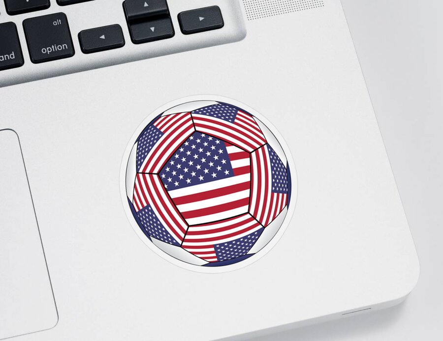 Ball Sticker featuring the digital art Ball with United States flag by Michal Boubin