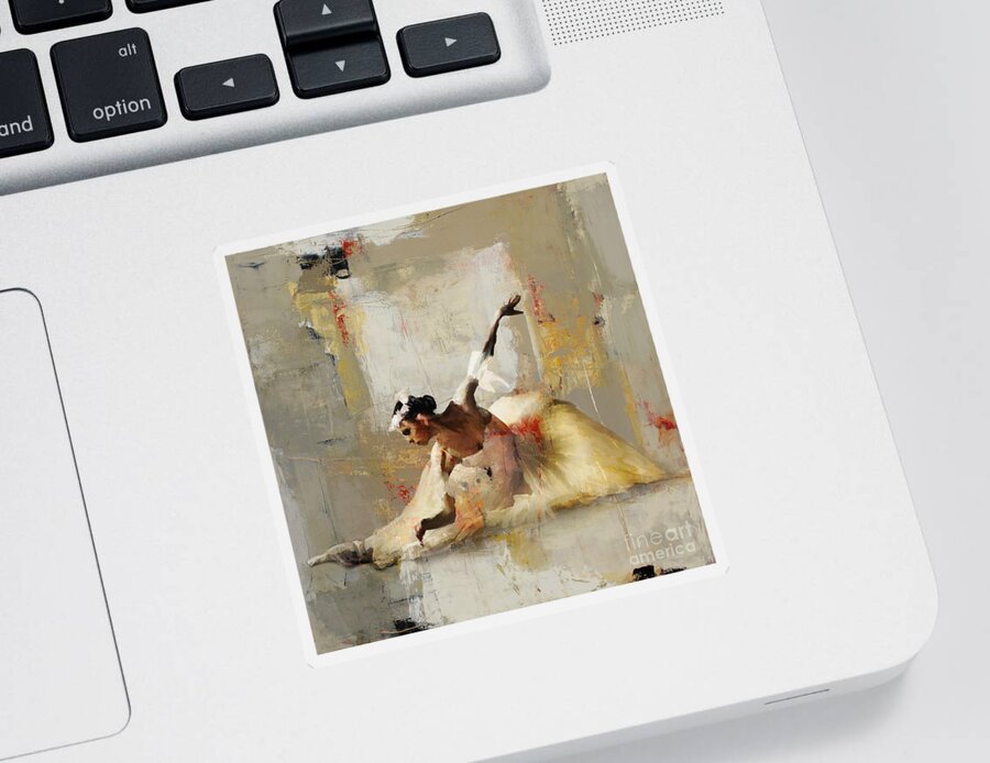 Ballerina Sticker featuring the painting Ballerina dance on the floor 01 by Gull G