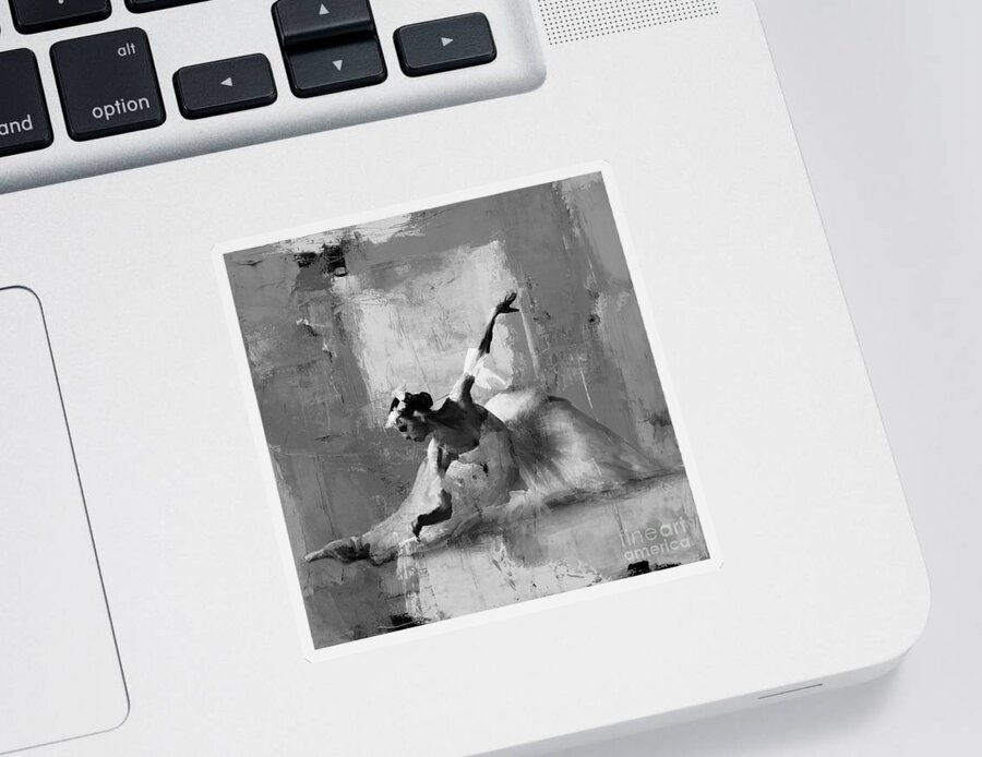Ballerina Sticker featuring the painting Ballerina Dance on the floor by Gull G