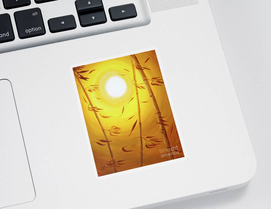 Zen Sticker featuring the painting Bamboo in the Wind by Laura Iverson