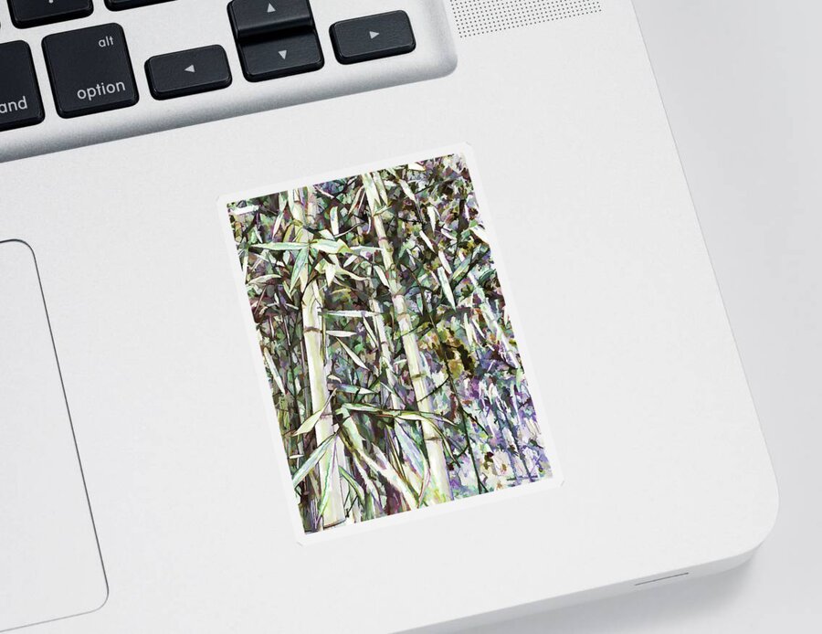Art Of Bamboo Sticker featuring the painting Bamboo sprouts forest by Jeelan Clark