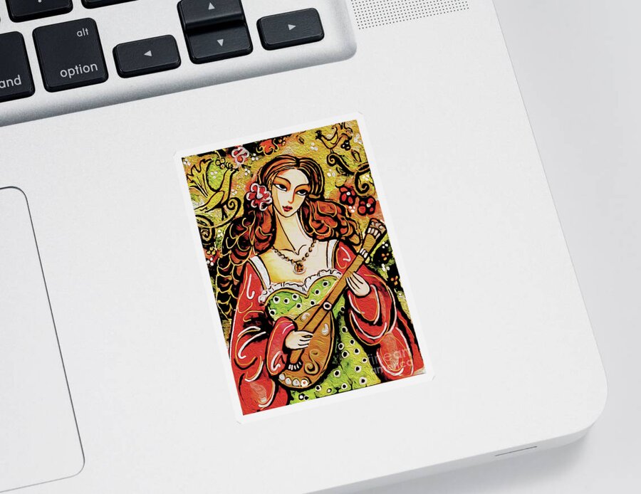 Bard Woman Sticker featuring the painting Bard Lady I by Eva Campbell