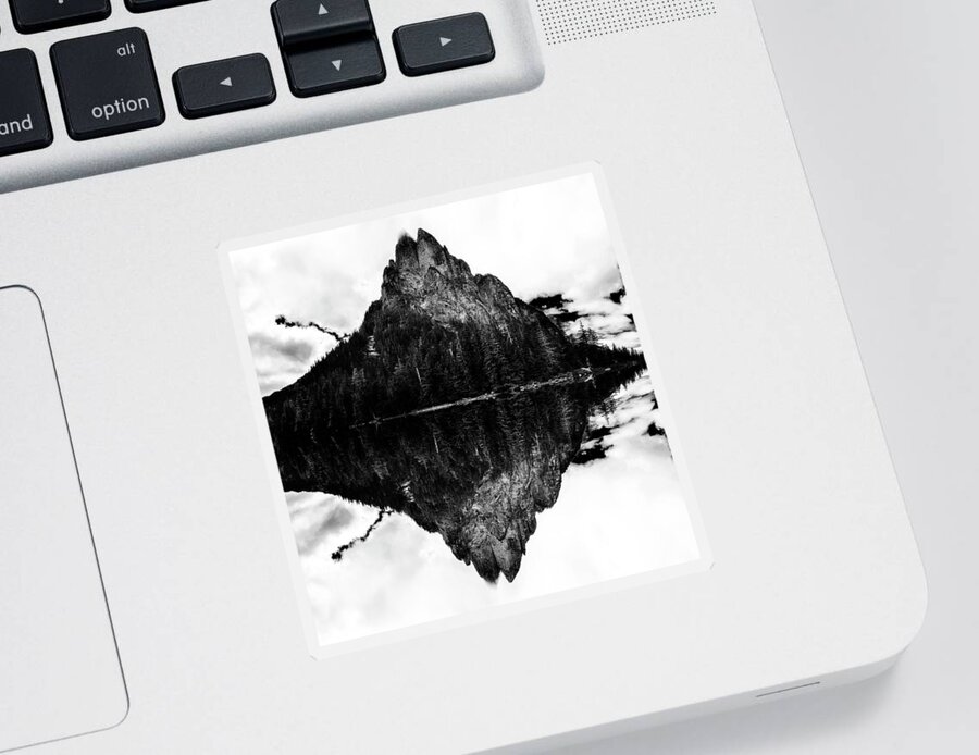 Epic Sticker featuring the digital art Baring Mountain Reflection by Pelo Blanco Photo