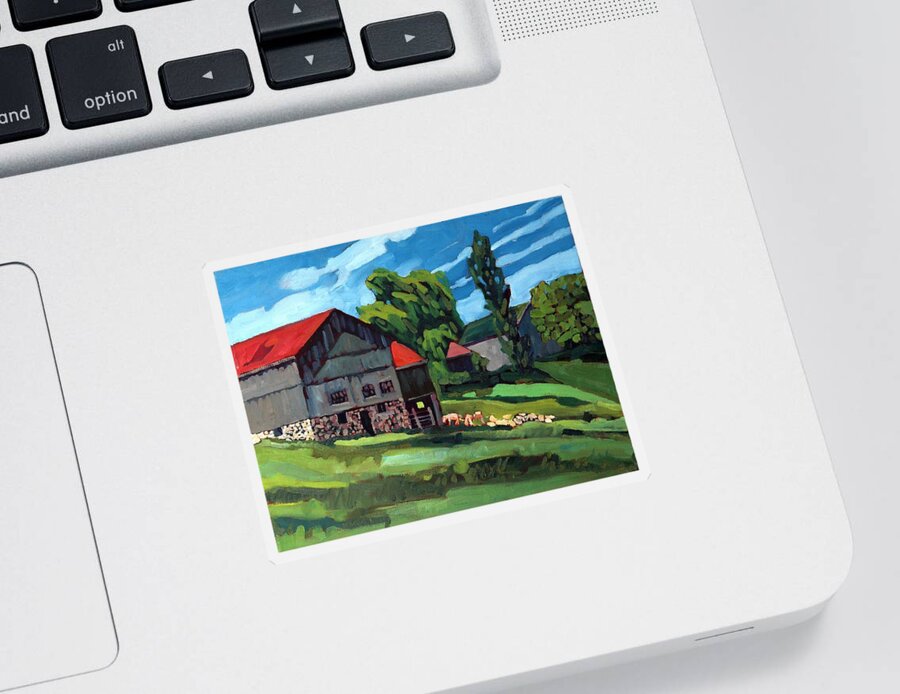 814 Sticker featuring the painting Barn Roofs by Phil Chadwick